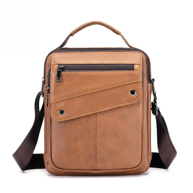 Business large-capacity genuine leather men's bag, single shoulder bag, men's vertical style bag, high-end men's crossbody bag