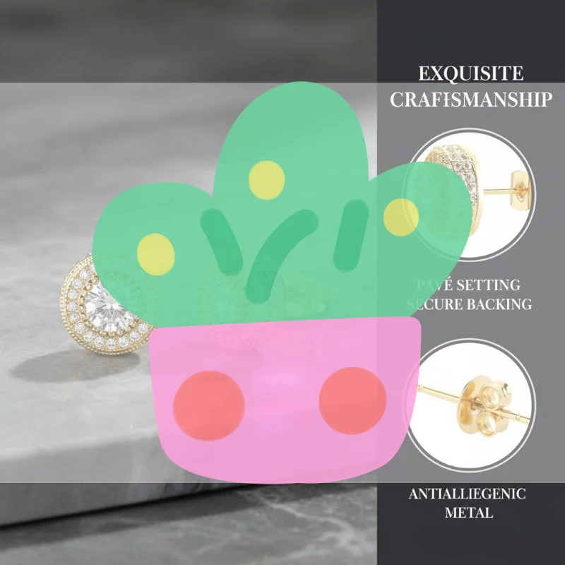 Luxury Personality Ultra-gleaming Geometry Round Full Zircon Stud Earrings For Men Women Classic Couple Earrings Jewelry Gifts