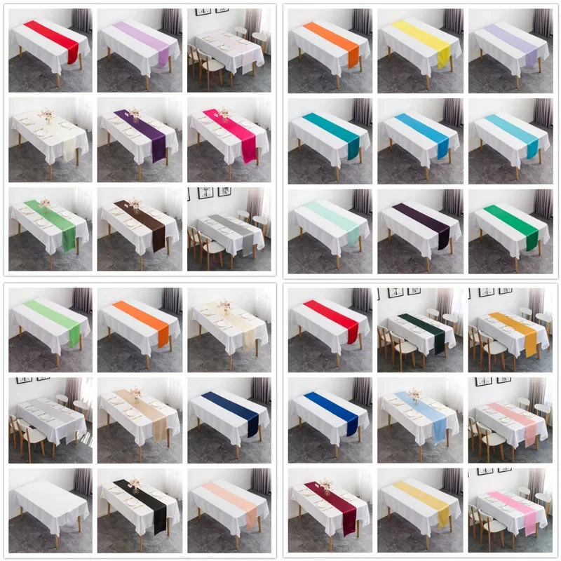 10Pcs Satin Table Runner 30cm X 275cm Wedding Party Supply Christmas Home Modern Coffee Dining Luxury Table Decoration