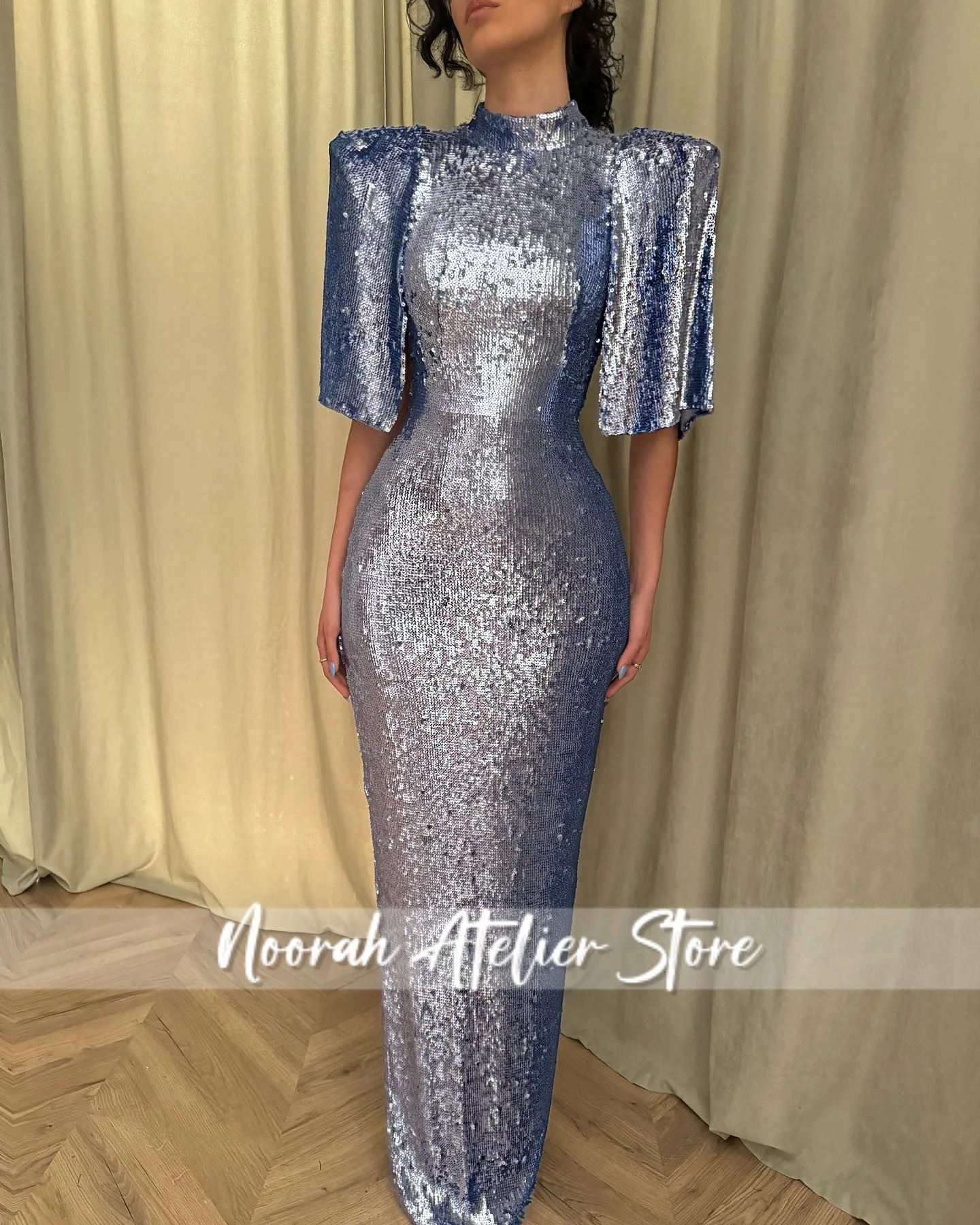 فساتين سهرة فاخرة باللون الأزرق H N المملكة العربية السعودية 2025 بأكمام قابلة للانفصال فساتين زفاف Fساتين فستان رسمي مخصص