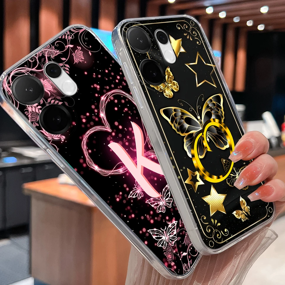 حافظة هاتف لهاتف Vivo V60 Lite 5G فريدة من نوعها بأحرف قلب الحب خفيفة الوزن وناعمة من مادة البولي يوريثان الحراري غلاف من السيليكون الشفاف لهاتف VivoV 60 مضاد للانزلاق Funda #1