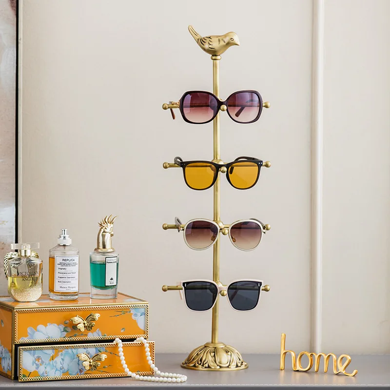 Jie Home Furnishing Light Luxury Brass Display Stand Glasses Sunglasses Display Stand Dresser Jewelry Earrings Necklace