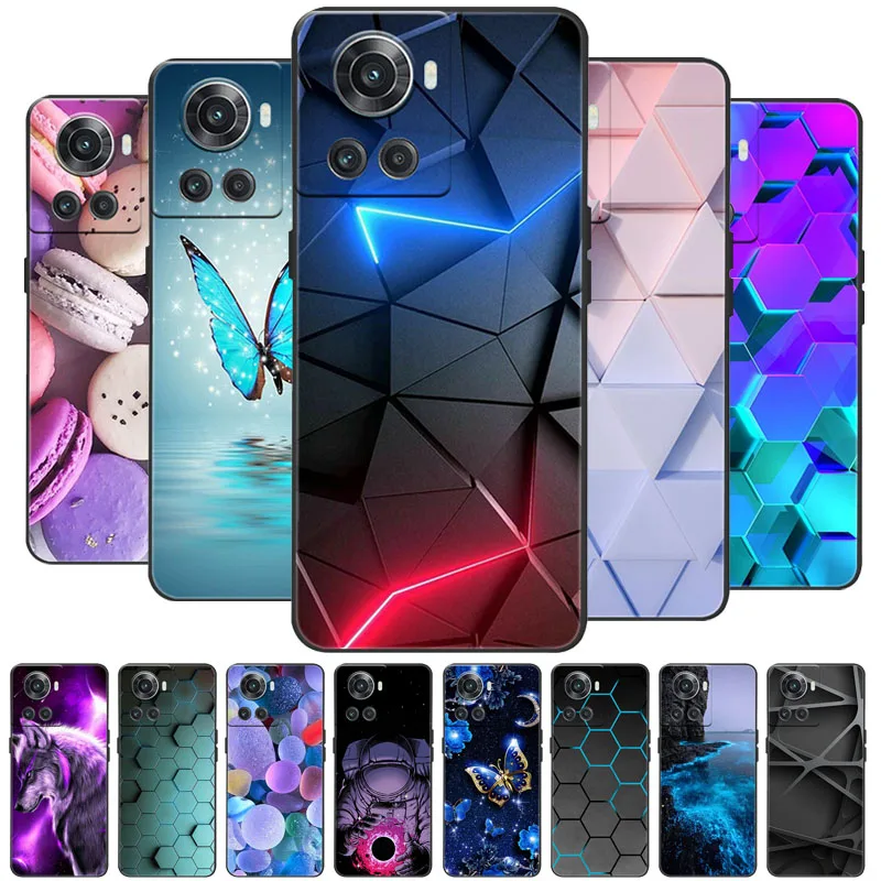 For OnePlus 10R 5G Case Black Silicone Soft Phone Cover For OnePlus 10R Case OnePlus10R 1+ 10 R Back Cases Lion Wolf Coque Funda