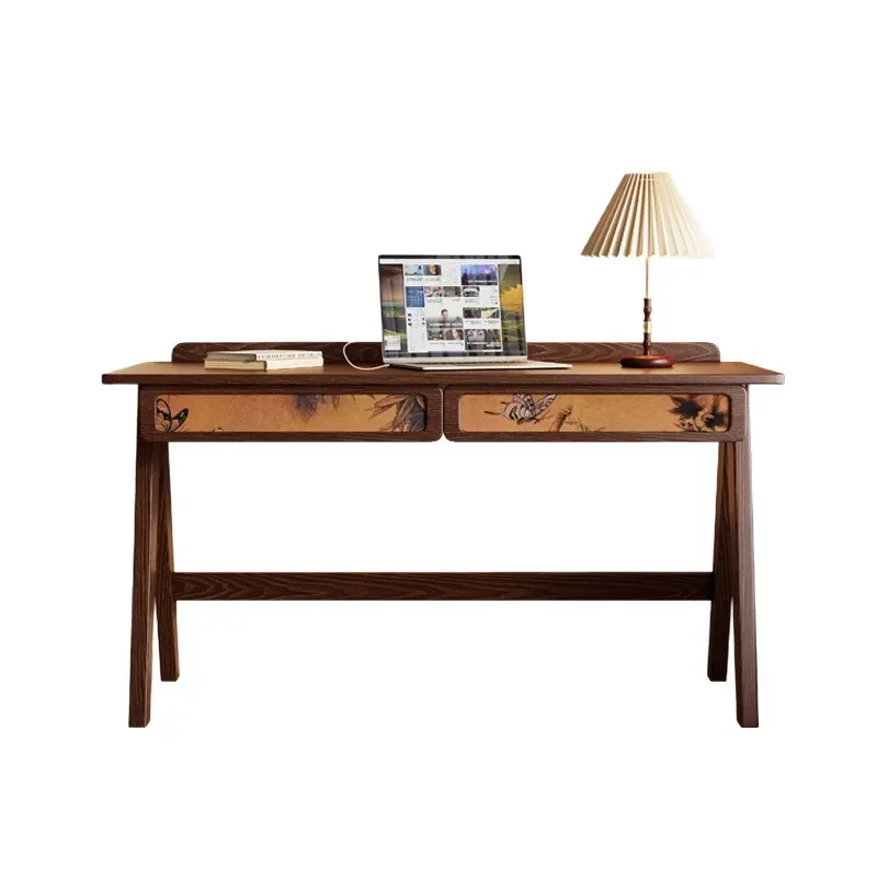 Medieval style desk and chair French retro writing table bedroom solid wood computer table household