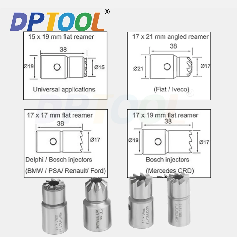 5PCS Diesel Injector Seat Cutter Remover Tool Kit for Delphi Bosch BMW Merc CRD PSA Ford Fiat Peugeot