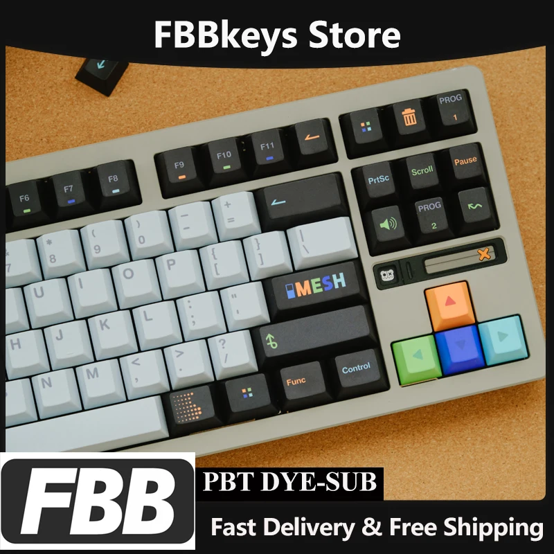 

Колпачки для клавиш FBB, сетчатый профиль PBT DYE-SUB, механическая клавиатура, колпачки для клавиш, индивидуальные переключатели MX для аксессуаров «сделай сам», геймерский офис