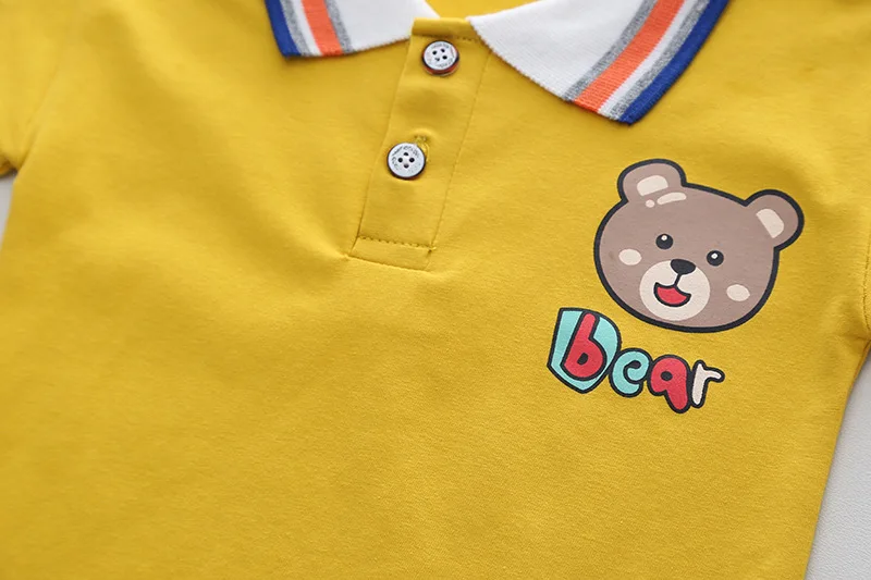 Toddler Summer Outfits for Baby Boy Cartoon Turn-down Collar Short Sleeve T-shirts and Shorts Clothes Kids Bebes Jogging Suits