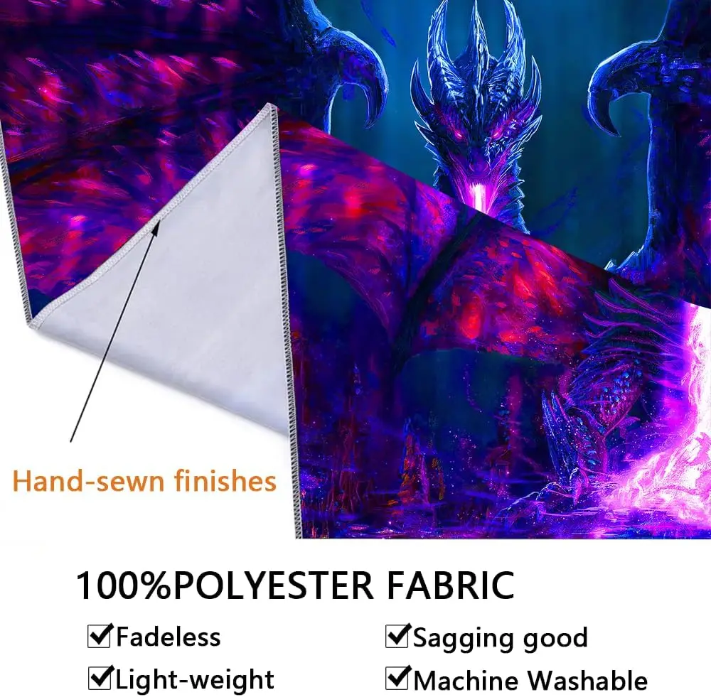 VIKAMA Purple Dragon Fluorescent UV Tapestry Horror Halloween UV Exposure Reaction Tapestry Hip Hop Abstract Style Decor