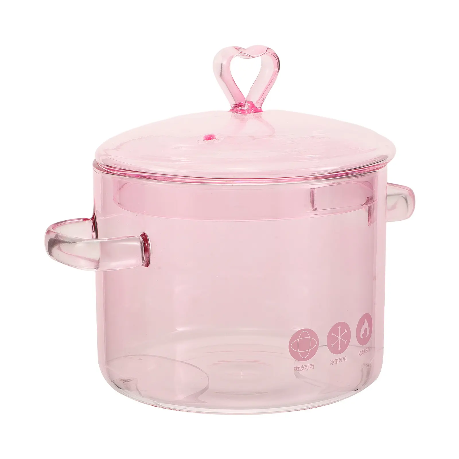 Glass Cooking Pot Heart-Shaped Lid 1700Ml Heat Resistant Dual Handles Simmer Soup Stew Pot Clear Saucepan Gas Electric Stove