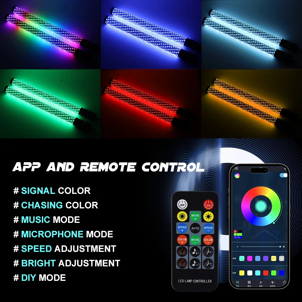 New2pcs 2FT RGB Chasing Spiral LED Antenna Whip Lights New Condition for UTV ATV Can-am X3 RZR