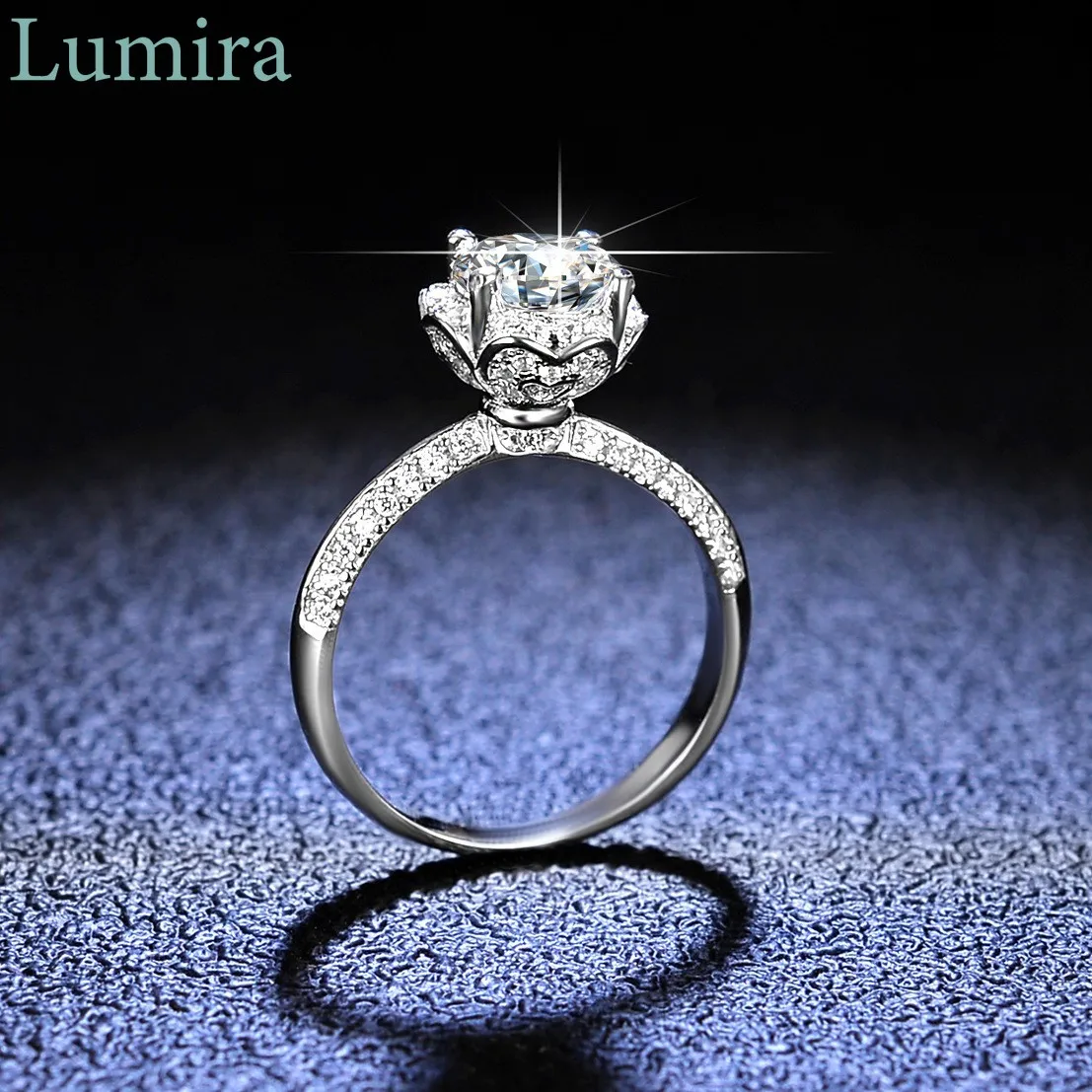 

Lumira Classic Rose Fountain Platinum PT950 Ring 1 Carat Mossanite Bridal Bouquet Ring Fashion Engagement Fine Jewelry Gifts