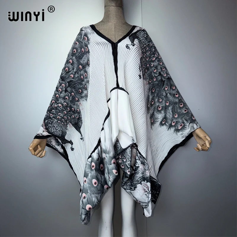 WINYI Summer Africa Pleated Elastic fashion dress Women boho robe luxury party dress holiday beach wear evening dress abaya 2