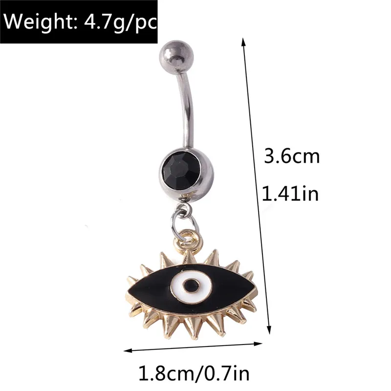 Aihua Böhmen Hamsa Hand baumeln Nabel Ring Chirurgenstahl türkische glückliche blaue Augen Bauchnabel Ring Piercing Ombligo Körperschmuck – Detail 10