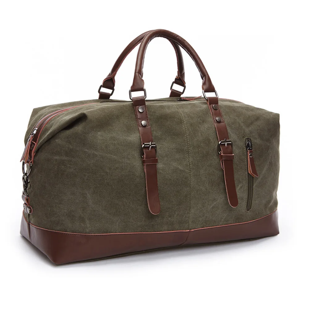 

Canvas Leather Men Travel Bags Carry on Luggage Bags Men Duffel Bags Travel Tote Large Weekend Bag Overnight