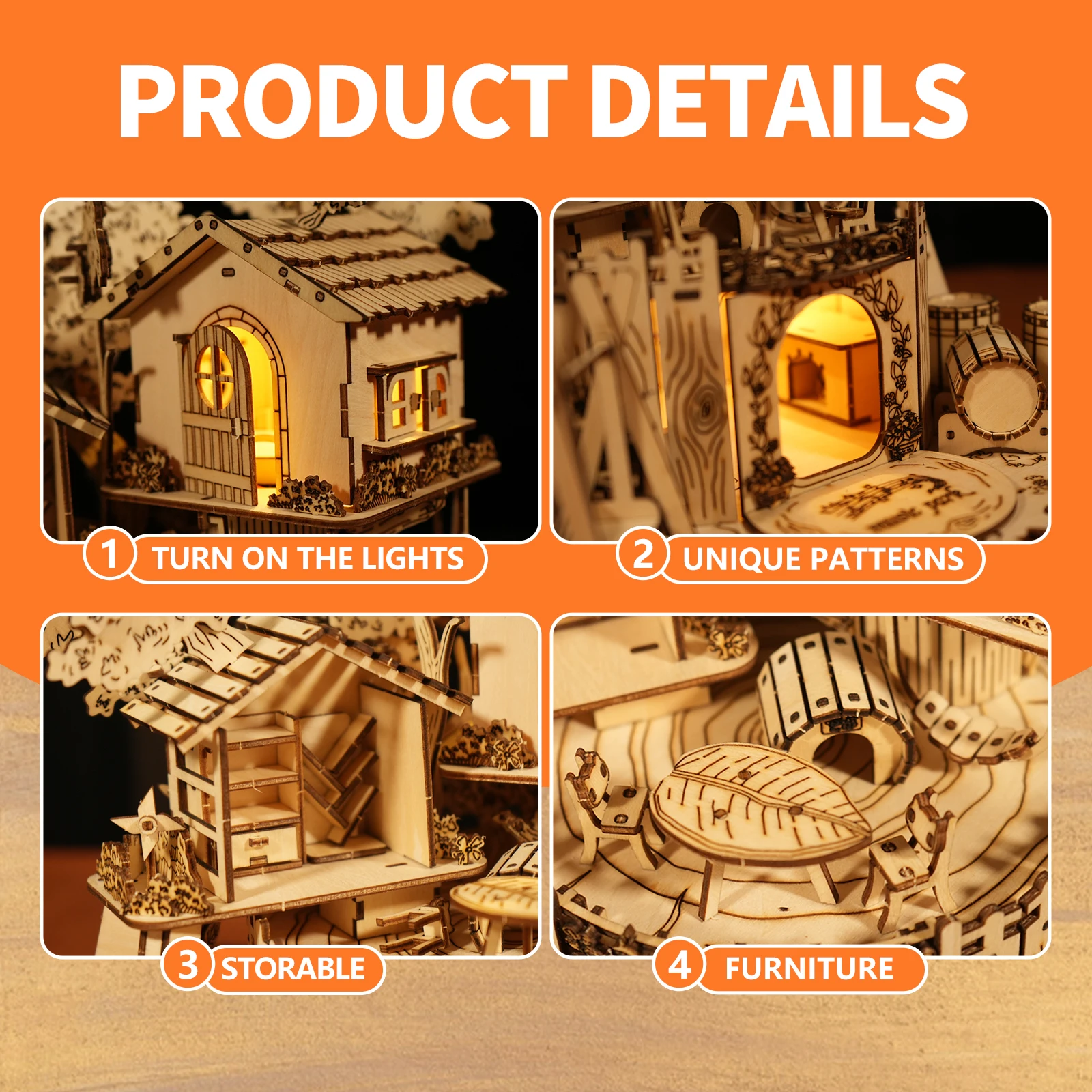 3D Wooden Puzzle Tree House With Light Handmade Crafts Assembly Model Kits  Creative Decoration Birthday and Christmas Gifts