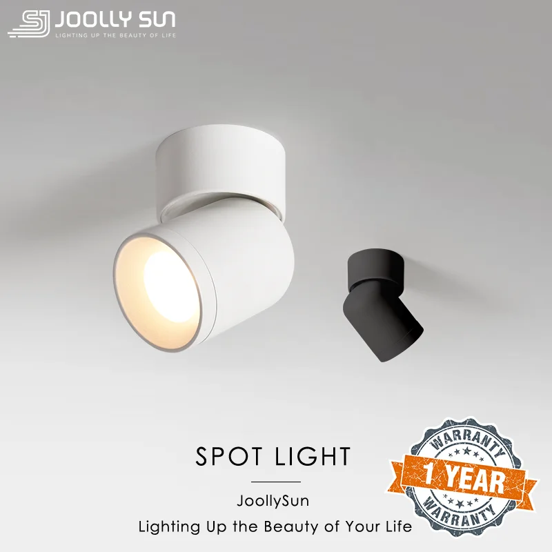 

JoollySun LED Spotlight Rotating Down Light Surface Mounted Spot Light for Home Decor Living Room Bedroom Indoor Cylinder Light