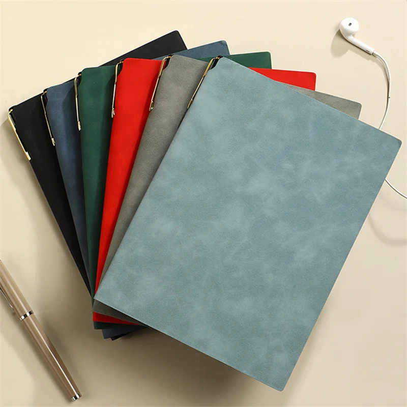 Wholesale Notebook Business Notepad Sheepskin Pattern Diary Journal Memo Pad Side With Pen Clip Stationery Office Accessory new