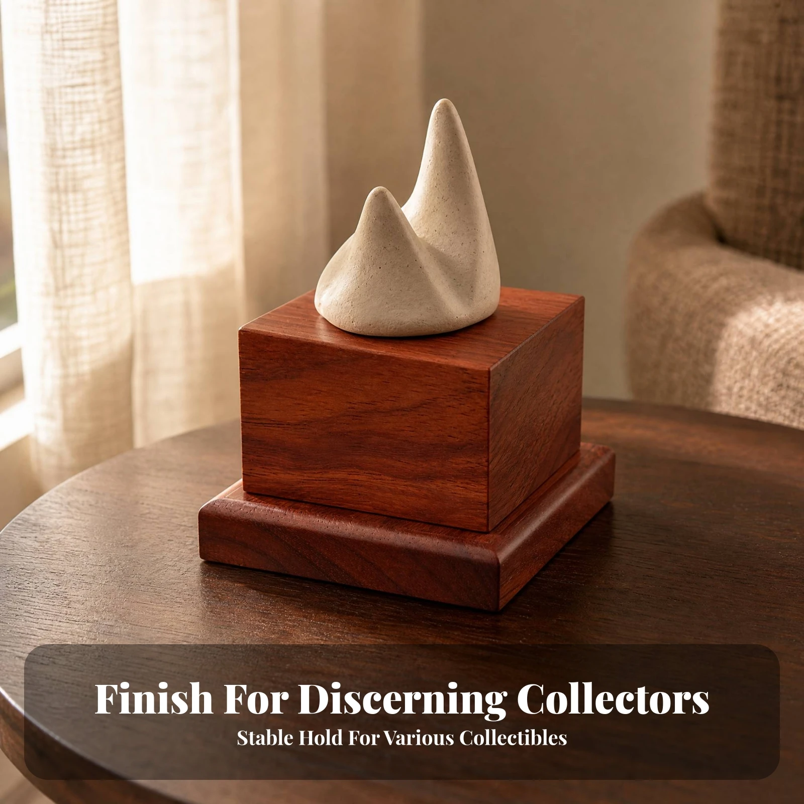 Rosewood Display Base Reddish-Brown Wood Figurine Stand Teapot Stand Decorative Pedestal Smooth for Collectors, Desk Decor