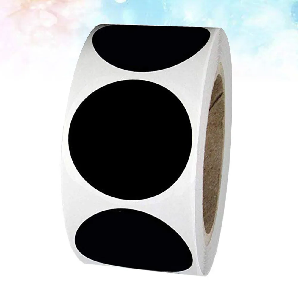 

2 рулона черных самоклеящихся этикеток-стикеров для доски, круглой формы, из ПВХ, для маркировки бутылок, банок, книг, заметок, организации домашнего хозяйства