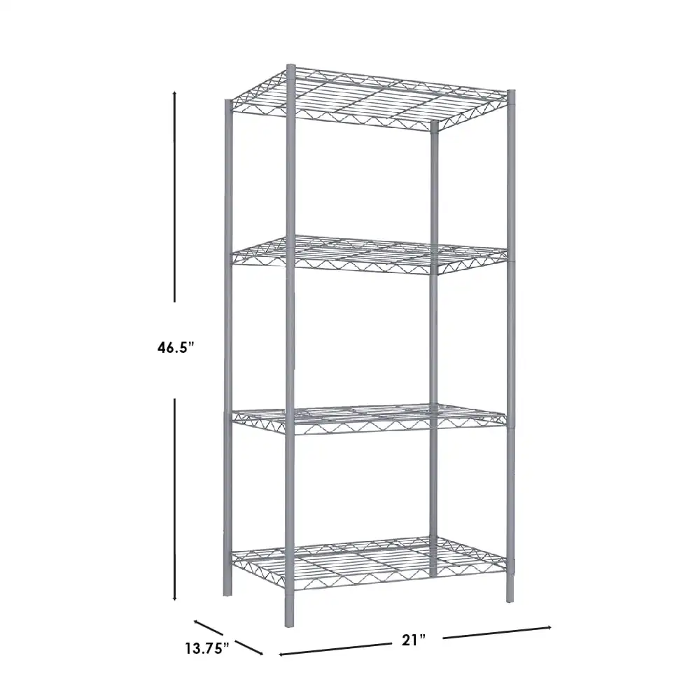Steel Wire Shelf para Home Basics, cinza, 4 camadas