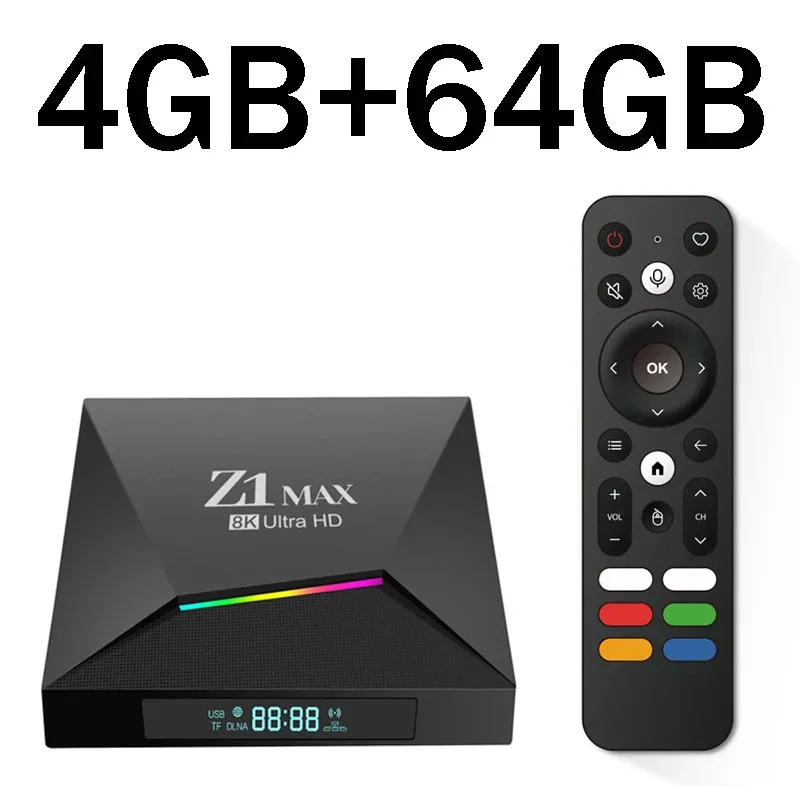 Android box 4g Android 15 iptv Z1 Max TV Box 4K 8K HD Allwinner H618 BT 5.0 4G 5G Dual WiFi 8GB 128GB Spraakafstandsbediening allwinner