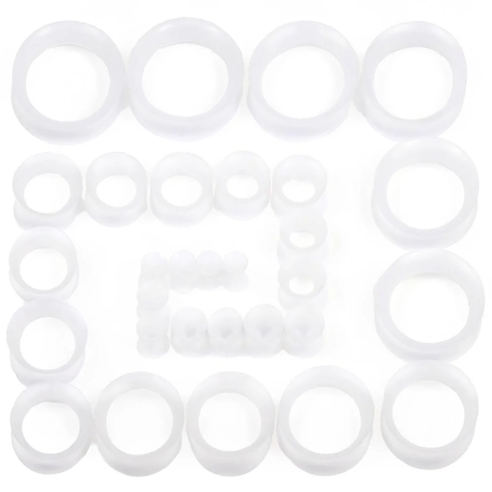 3-26mm High Elasticity Silicone Ear Gauges Plugs Tunnels Earrings Flexible Double Flare Tunnels Expander Stretching Kit Gauge