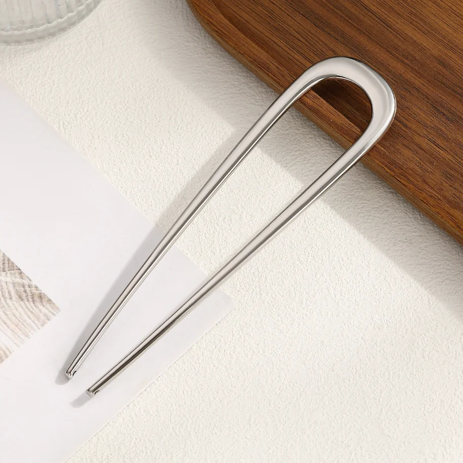 Dicke, einfache U-förmige Haargabeln für Frauen und Mädchen, Metall-Haarspangen, geometrische Haarclips, modische Haaraccessoires für Damen – Detail 20