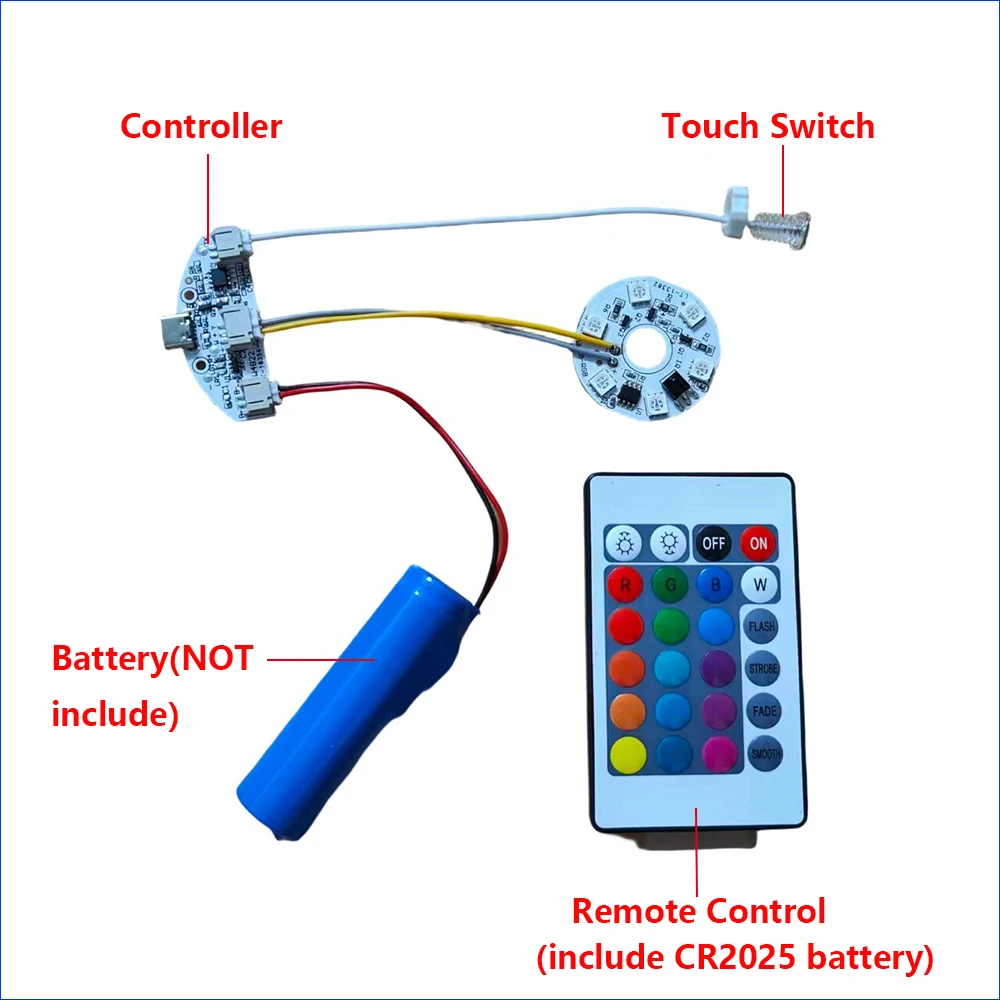 

Светодиодная RGB-панель с цветным градиентом DC3.7V, 38 мм, управление контроллером и пультом ДУ (батарея в комплекте), зарядка через Type-C.