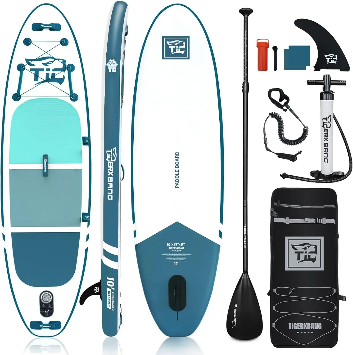 Inflatable Paddle Board with Premium SUP Accessories, All round Paddle Boards for Adults/Kids,Stand Up Paddle Board Defender Col