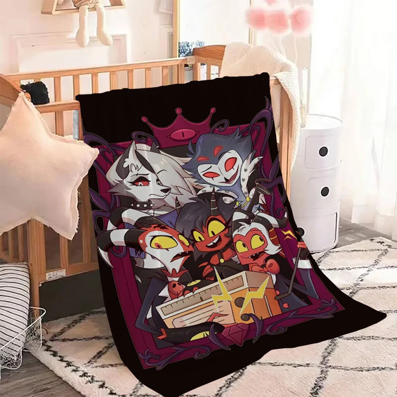 Anime H-Helluva Boss Throw Sofa Blankets & Throws Cushion Blanket Fluffy Microfiber Bedding Knee Bed Decorative Fleece Soft Nap