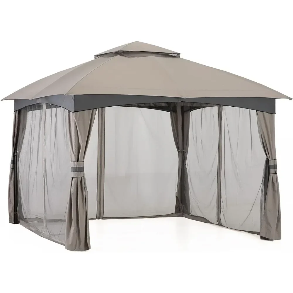 Outdoor Patio Gazebo for Garden with Upgrade Steel Frame and Netting Walls (10x10,Gray)