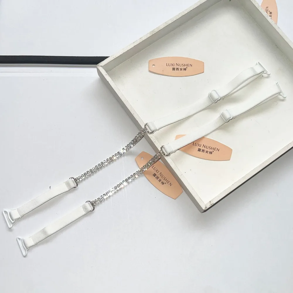 Elastic Rhinestone Bra Straps Anti-Slip Sparkling Rhinestone Halter Neck Bra Straps Adjustable Replacement Shoulder Straps Women