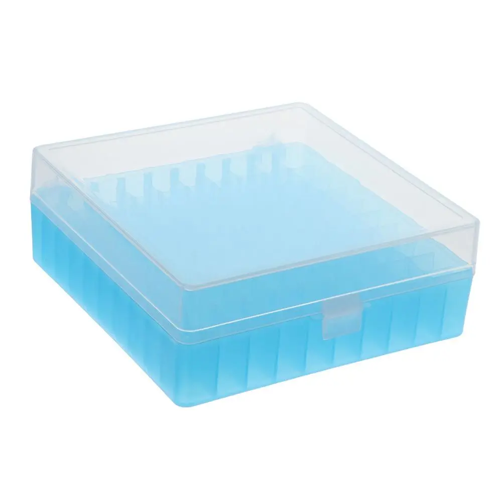 1PC 100 Well Microtube Storage Box for 1.8ml/2ml,  Autosampler Samples Rack,Plastic Vial Holder Rack,Blue