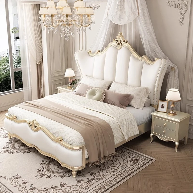 

Двуспальная кровать из массива дерева, цвет кремовый, 1.8 м, для главной спальни, для дома