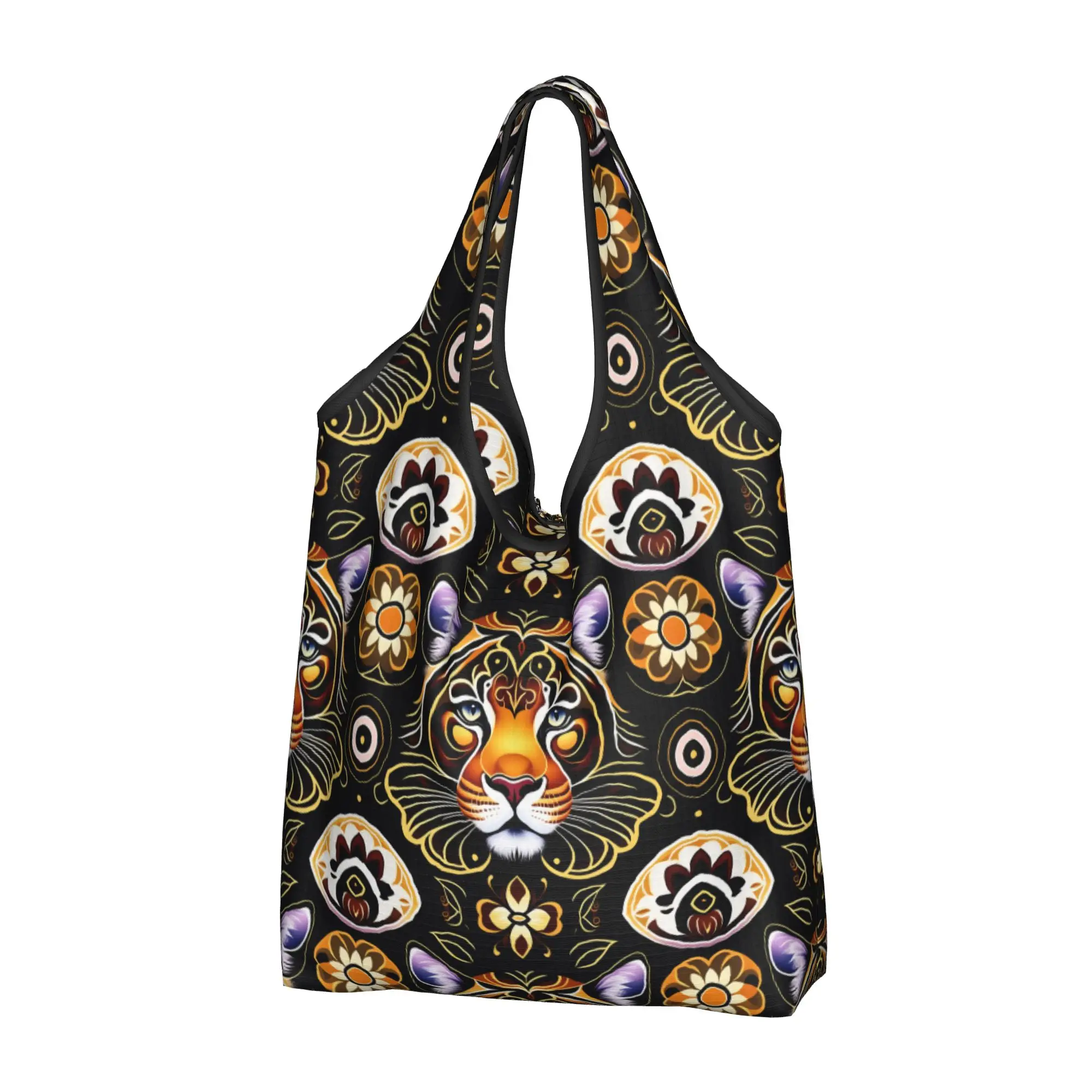 Kawaii Printing Tiger Big Cats  Tote Shopping Bags Portable Shopper Shoulder  Handbag