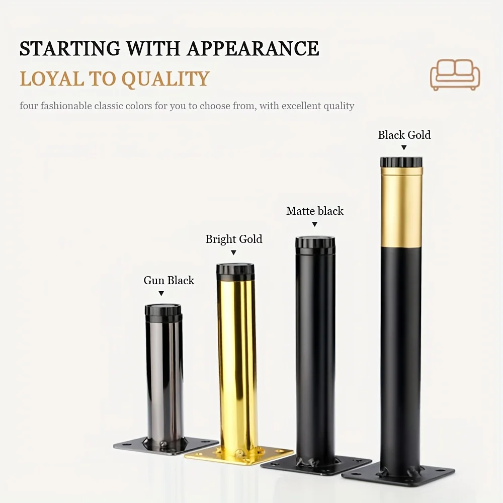 Conjunto de substituição de apoio para os pés da mobília do ferro fundido dourado de 4 pces-suporte de aço resistente para mesas e bancos,