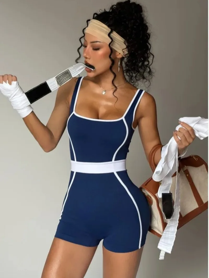 

Women Seamless One-piece Yoga Bodysuit Sleeveless High Waist Gym Fitness Overalls Lady Skinny Running Sports Tennis Jumpsuit