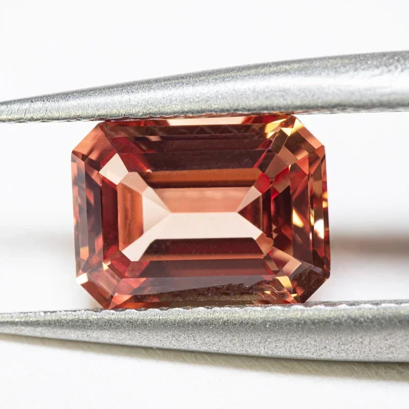 Lab Grown Sapphire Sunset Orange Color Emerald Cut VVS1 Selectable AGL Certificate Gemstone Charms DIY Jewelry Making Materials