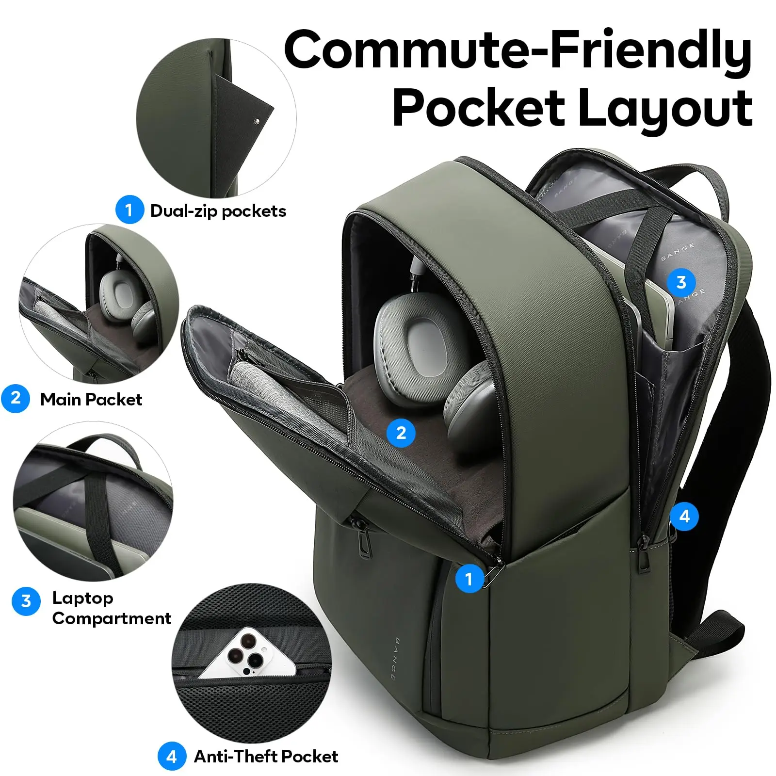 بانج أزياء بسيطة تصميم المرأة على ظهره مكافحة سرقة 15.6 بوصة محمول على ظهره للماء حقيبة السفر حقائب الظهر المدرسية #3