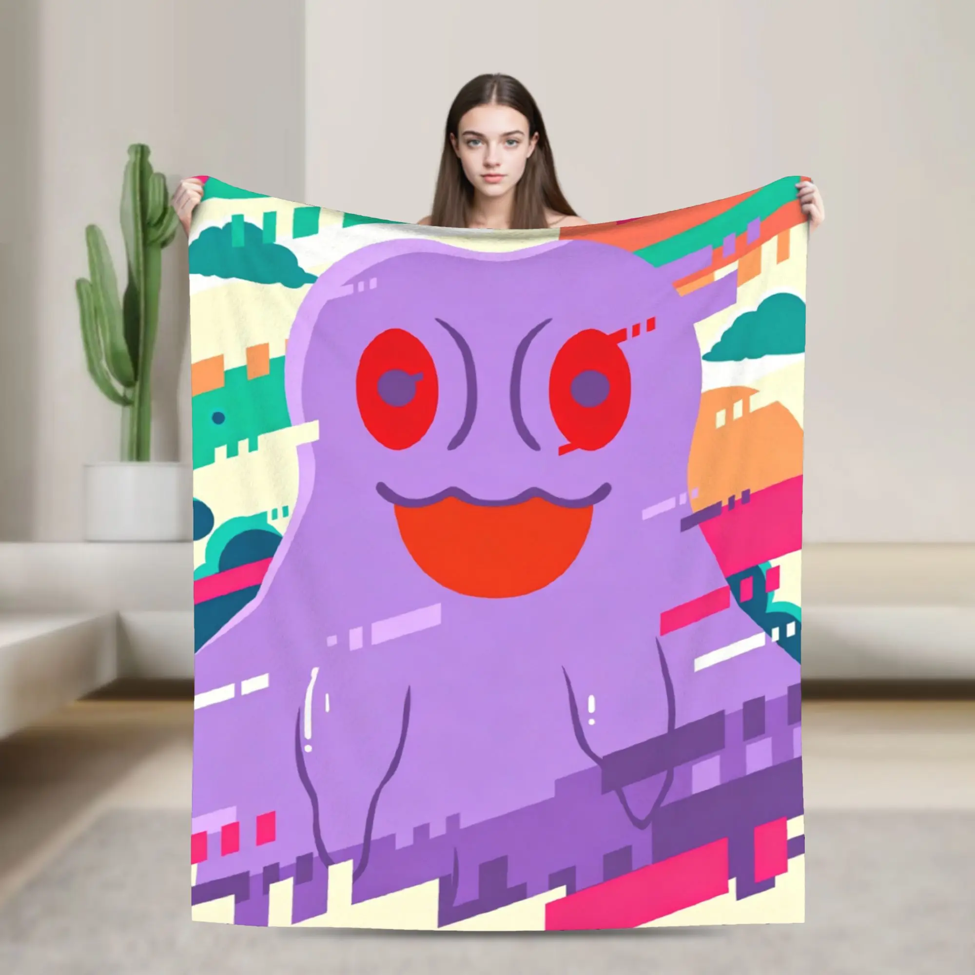 Chibi Monster Raids Again Blankets Coral Fleece Plush Spring Autumn Breathable Super Warm Throw Blankets for Bed Couch Rug Piece