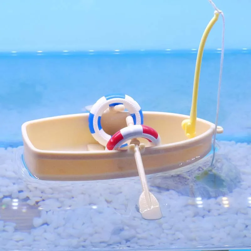 Mini Simulation Floating Small Boat Fish Tank Landscape Fishing Boat Model Toy Micro Landscape DIY Home Ornament Fishing Boat