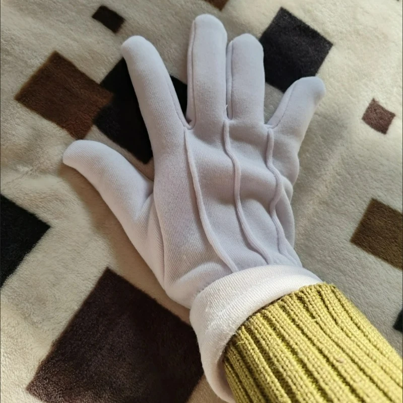 Triple Rib Formal Gloves Thermal Lined White Dress Gloves for Ceremonial Occasions Jewelry Handling Winter Warm Gloves Unisex
