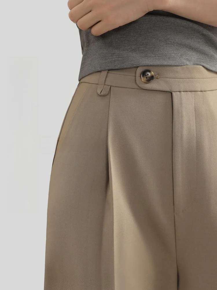 

Коричневые широкие брюки-кюлоты женские осенние универсальные свободные с высокой талией, облегающие, повседневные, элегантные брюки