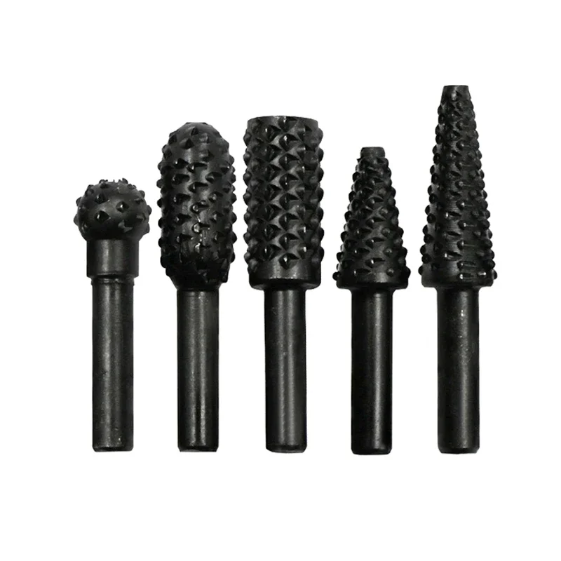 5Pcs Rotary Craft Files 6mm Shank Rotary Rasp Burrs Wood Bits Grinding Woodworking Hand Tool