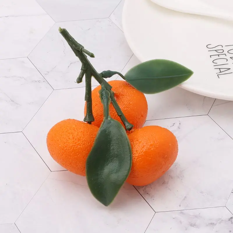 Naranja Artificial con ramas y hojas verdes, simulación fruta falsa, adorno, venta directa