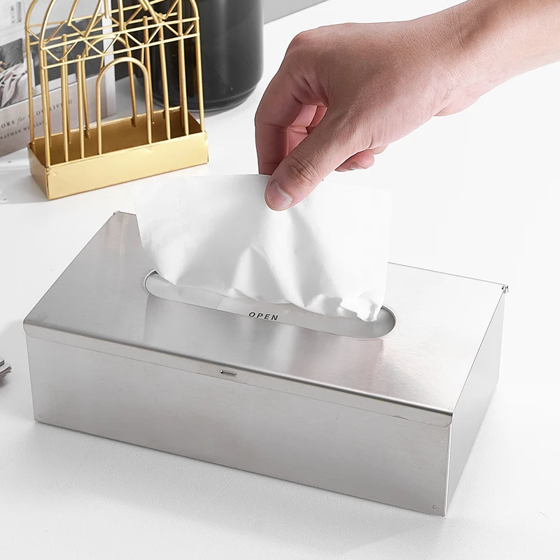 Kotak Tisu Baja Tahan Karat 304 Persegi Gaya Nordik Tempat Tisu Hotel Kafe Dekorasi Modern Minimalis Dispenser Kertas untuk Rumah
