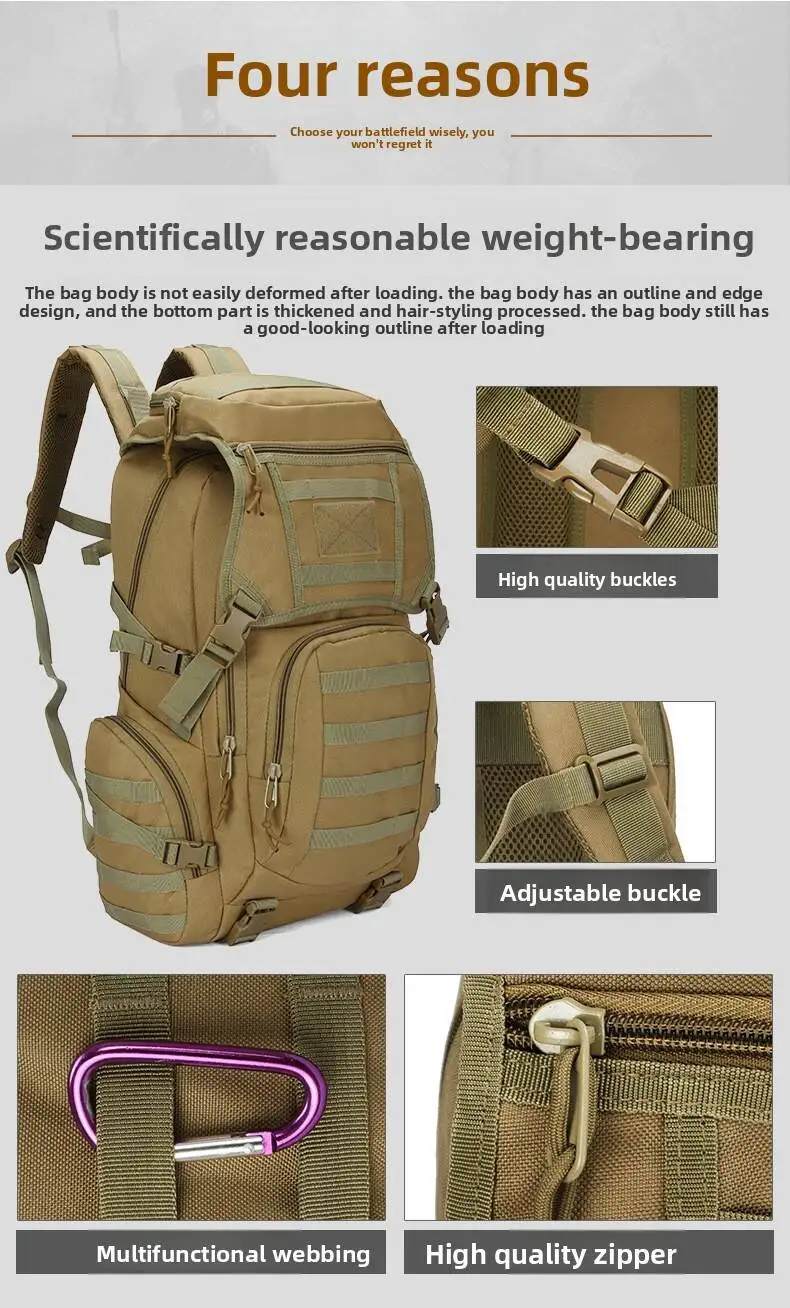 50L Tactical Backpack Survival Bag Hunting MOLLE Backpack GYM Men EDC Outdoor Travel Hiking Rucksack Camping Trekking Backpack