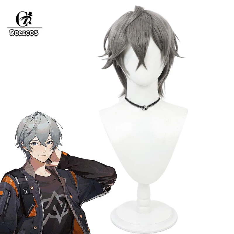 ROLECOS Synthetic Hair Zenless Zone Zero Wise Cosplay Wigs Wise 30cm Short Straight Gray Men Cos Hair