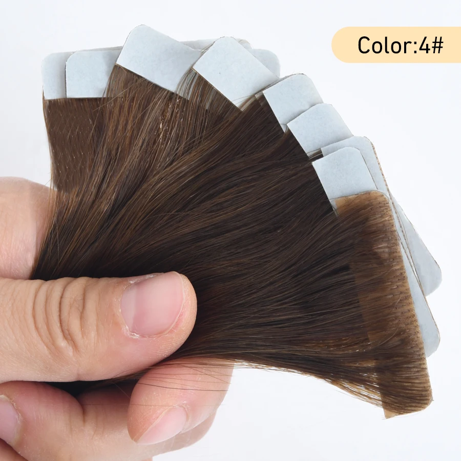 Neitsi Invisible Tape Hair Extensions Hand Tied Tape in Hair Extensions Human Hair Natural Straight Adhesive Tape Extension 20pc