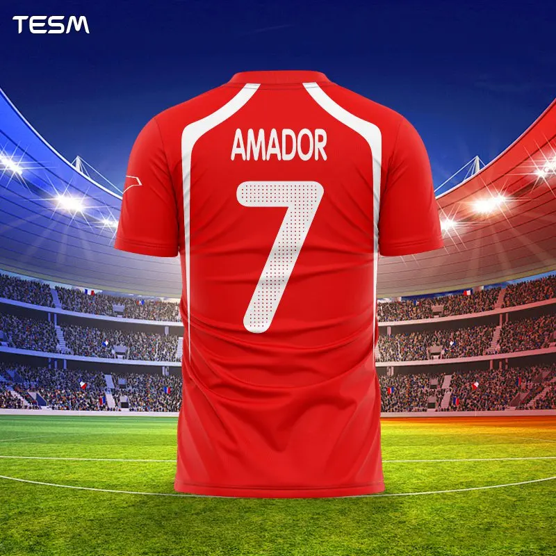 TESM-Camiseta Retro de Jersey para hombre, Top deportivo para mujer, pantalón corto informal para niños, camiseta transpirable con estampado de alta definición